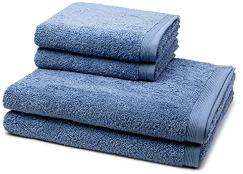 Möve - Superwuschel - 2 X Handtuch 2 X Duschtuch - im Set - Baumwolle (4er Set Cornflower)