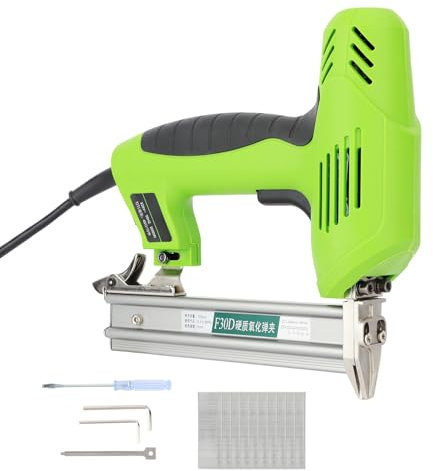 HshDUti Electric Brad Nailer Heavy Duty Staple Gun, 1800W Electric Nail Gun with Contact Safety, Professional Staple Gun for Wood, Upholstery, Carpet, Wire Fencing, Including Staples and Nails