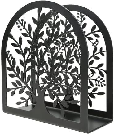 Serviettenhalter, Serviettenspender, Blattmuster, Dampfserviettenhalter, Edelstahl, Für Küche, Restaurant und Bar Dekoration, Schwarz, Metall