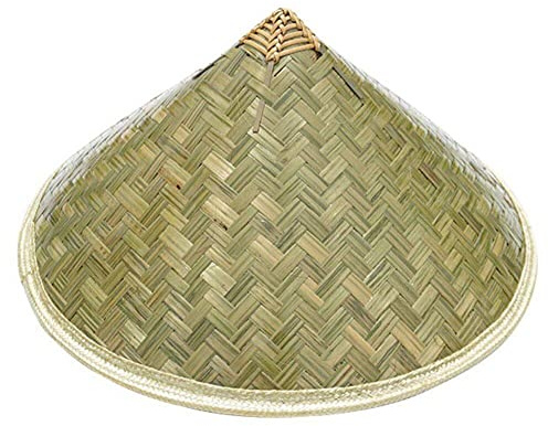 HiyyFloy Sombrero De Mimbre De Bambú, Cómodo Sombrero De Paja Tejido Retro Hecho a Mano, Gorro De Granja para Viajes De Turismo, Sombrero De Sombrilla para Pescador Y Granjero