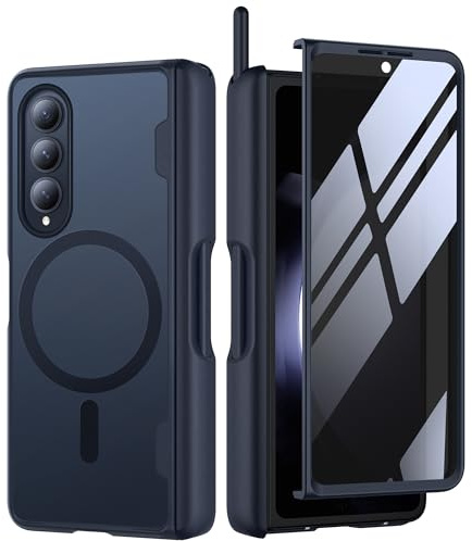 MOBOSI Magnetic for Samsung Galaxy Z Fold 4 Case, Compatible with Magsafe, Built-in Hinge Protection & Front Screen Protector Full Body Rugged Phone Cases for Z Fold4 with S Pen Slot, Privacy Black