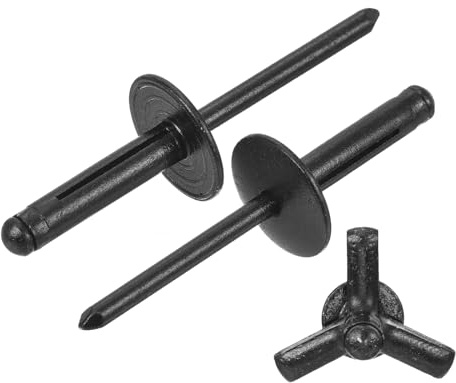 sourcing map 100Pcs 3/16x3/4 Aluminum Large Head Tri Grip Rivets, Large Flange Tri Grip Rivets for DIY, Sheet Metal, Automotive Repairs, Furniture, Marine Boat (Black)
