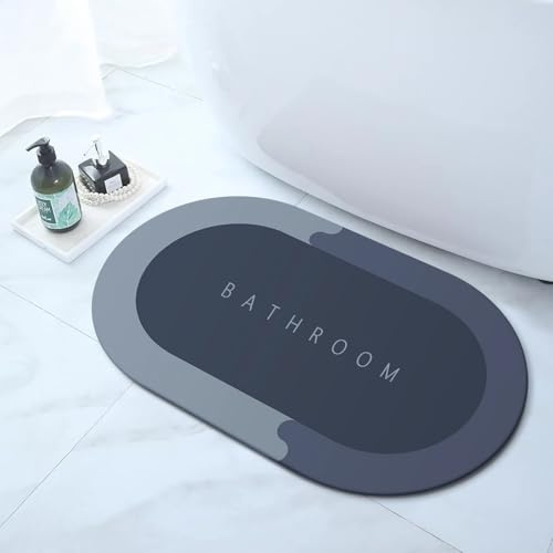 Alfombra de ducha, muy absorbente, antideslizante, lavable, de secado rápido para ducha, bañera y inodoro, alfombrar (60 x 40 cm, azul)