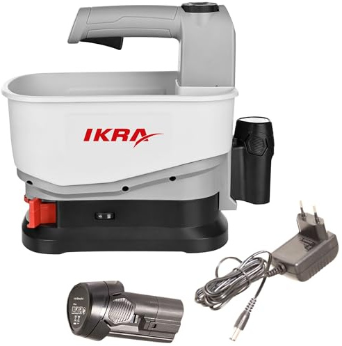IKRA Universal Streuer IAST 12, Streubreite 5m, 5-stufige Streumengenregulierung, Volumen Streubox 4,5l, inkl. Akku & Ladegerät