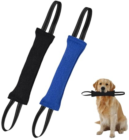 VELAJA Jouet à Mordre pour Chien, Tug Toy, 30 cm avec 2 Anses, Lot de 2 Boudins d'Entraînement en Coton/Résistant pour Tirage, Récupération et Jeux d'Intelligence, Chiens de Taille Moyenne à Grande