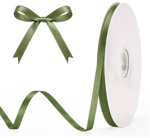 G2PLUS 100 yards Ruban Verde olive Satin: 6mm Ruban fin Décoratif pour Cadeau