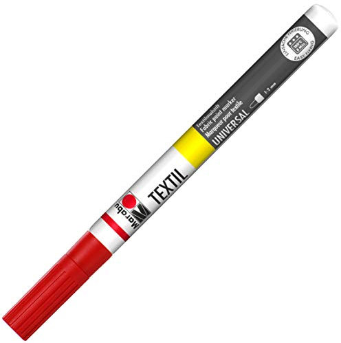 Marabu 01160003031 - Textil Painter kirschrot 031, Strichstärke ca. 1 - 2 mm, Stoffmalstift für helle Stoffe, auf Wasserbasis, weicher Griff, waschbeständig bis 60°C, lichtecht, einfache Anwendung