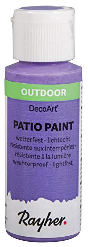 Rayher 38610314 Patio Paint, violett, Flasche 59 ml, wetterfeste Acrylfarbe für Den Außenbereich, lichtecht, Farbe für Innen und außen, Outdoor-Farbe