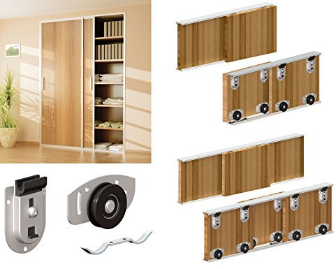 Sliding Wardrobe 3 Door 2400mm Twin Track Gear System ARES 2 Roller Internal Cupboard 70kg