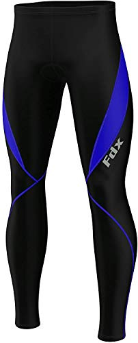 FDX Men’s Thermal Cycling Tights, 3D Padded, Water Resistant, Lightweight, Super Roubaix Fabric, Winter Cycle Trousers, Bike Riding Pants, Highly Elasticated Bicycle Leggings (Black/Blue, X-Large)