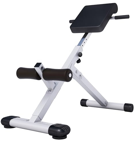 GORILLA SPORTS® Hyperextension Rückentrainer - 5-fach Verstellbar, Klappbar, mit Beinfixierung, bis 120 kg, Schwarz/Weiß - Rückenstrecker, Bauchtrainer, Römischer Stuhl, Fitness, Training, Home Gym
