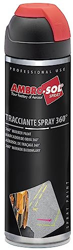 Ambro-Sol V403ROSSOF Tracciante Marker Spray 360°, sia per Uso Professionale che Domestico, per Asfalti, Muri e Legno, Essiccazione Rapida, Bomboletta Spray in Banda Stagnata Riciclabile 500 ml, Rosso