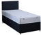 3FT By 5FT9 Single Short Black Faux leather Divan Bed Set With Slider Storage Includes Deep Quilt Mattress And Headboard