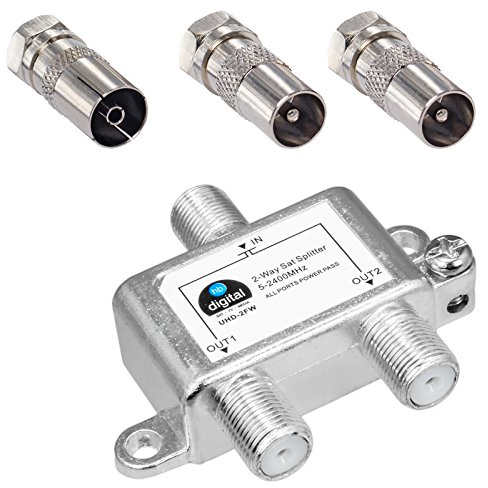 HB-DIGITAL SAT Divisor VHF Divisor de 2 vías 2 vías 5-2400 MHz digital analógico adecuado totalmente blindado SAT DVB-S DVB-S2 televisión por cable Antenas y cables DVB-C Adaptadores IEC