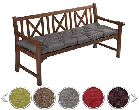 sunnypillow Bankauflage Outdoor - Bankkissen für Bank 150 x 40 cm - Sitzkissen für Hollywoodschaukel - Polsterauflage, Auflage für Gartenbank - Gartenkissen, Stuhlkissen für Gartenmöbel Anthrazit