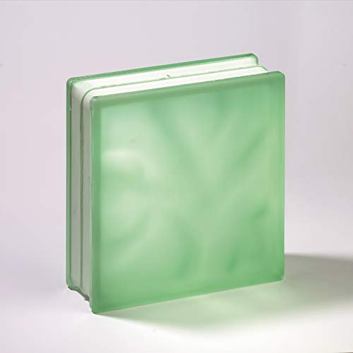 Bloque de Cristal Lux Glass Verde Claro Ondulado Satinado 2 caras | cm 19x19x8 | Unidad de venta 1 caja de 6 pzas