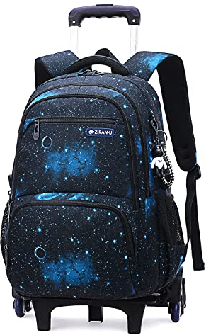 Amythe Rucksack Trolley, Schulrucksack mit Rollen für Jungen Mädchen Rucksack mit Rollen für 3-9. klasse, Schultrolley Ideal für Schule und Reise,Blau