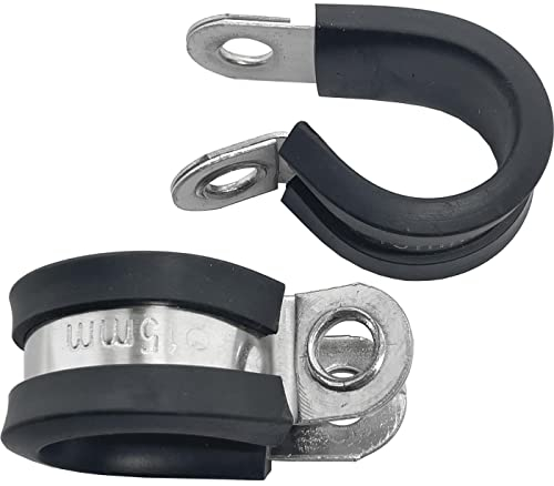 Lumonic 5x fascette per tubi da 15mm con inserto in gomma in acciaio inox V2A I fascette per cavi per avvitare I fascetta per tubi 15mm, fascette per