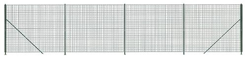 vidaXL Cerca de Alambre, Valla de Malla con Brida Postes, Cercado de Cadena Eslabones, Borde para Recinto de Jardín Patio, Verde 2,2x10 m