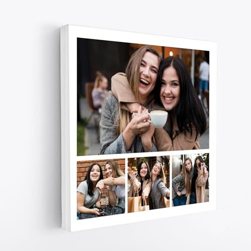 MAX SOLUTIONS Anpassat collage kanvas väggkonst heminredning personliga gåvor multifoto anpassat tryck familjeporträtt jubileum minnessak (30 x 30 cm, design 4)