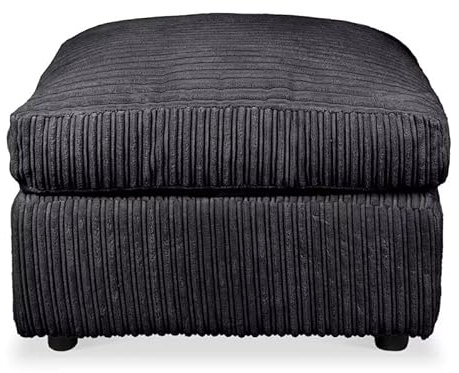 Large comfortable Footstool, Premium Cord Fabric Pouf, Ottoman for Living Room, Home Office and Sturdy Footrest with this Furniture in Multiple Colours - CFS1 (Black)