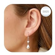 LOLIAS Perlenohrringe Hängend Silber 925 Hypoallergene Weiße Perlen Ohrringe Damen Leichtbau Süßwasserperlen Damenohrringe Silber Schmuck Geschenk für Frauen