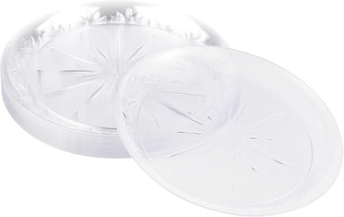 MATANA 20 Platos de Postre de Plástico Duro Transparente, 19cm - Platos Pequeños Elegantes y Reutilizables, Platos de Entrada para Bodas, Cumpleaños, Picnic, Barbacoas, Fiestas