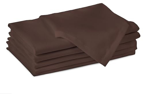 Encasa XO tygservetter, återanvändbara middagsservetter 43 cm x 43 cm mörk brungrå | Enfärgad bomull | 180 GSM tungvikt | Tvättbar och absorberande | Vardaglig & bordsdekor | Set med 6