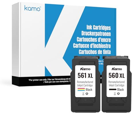 kamo PG-560XL CL-561XL (2er-Pack) Multipack Druckerpatronen Kompatibel mit Canon 560 561 - für Pixma TS5350i TS5351i TS5350a TS7450A TS7451A TS7450i TS5350 TS7450