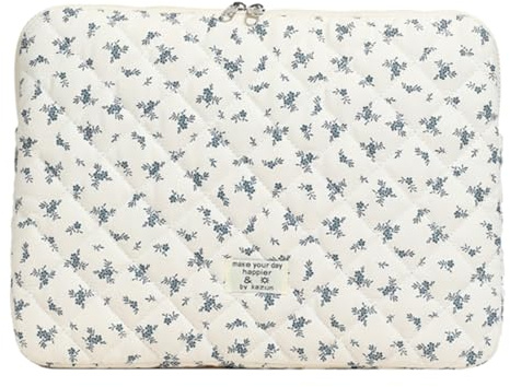 RuiDay Housse pour Ordinateur Portable, Pochette Ordinateur Portable, Sac fourre-Tout Matelassé, Compatible avec Les Ordinateurs Portables de 13/14/15 Pouces (Bleu, L)
