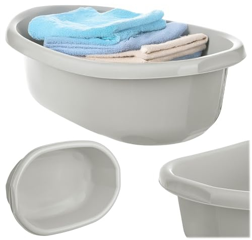 KADAX Tvättskål 30 l, stor plastdiskskål mångsidig plastskål, plastskål, skål för badrum, diskbänk (vit)