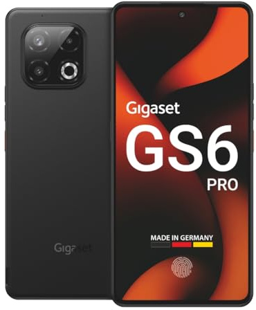 Gigaset GS6 PRO Smartphone – 256GB+8GB RAM - 6,67 FHD+ OLED-Display mit 120Hz - Octa-Core 5G Prozessor - 64+8+2MP Triple-Kamera - 5.300mAh(typ.) Akku, wechselbar - Android 15 - Made in Germany, black