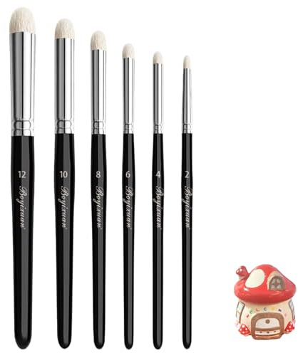 Juego de 6 pinceles secos, pinceles profesionales para modelismo y pintura, pinceles de lana con mango de madera y férula de metal para acrílico, acuarela, aceite, versátil juego de pinceles en 5