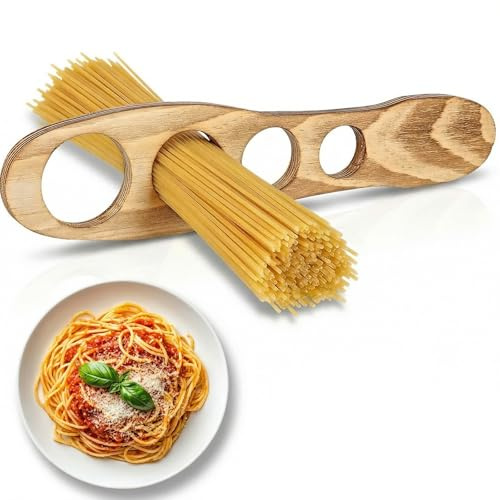 WJIAAA Pasta Measuring Tool, 4-Hole Wooden Spaghetti Measurer with Portion Control (1.57/1.38/1.18/0.98 Inch), Natural Pine Quick Spaghetti portion Tool Wood Kitchen Cooking Accessories