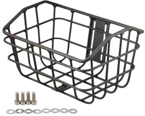 Cestino per telaio bici in metallo, cestello anteriore per bicicletta, con sgancio rapido, facile da installare, cestino portaoggetti robusto per shopping, picnic, viaggi all'aperto e ciclismo
