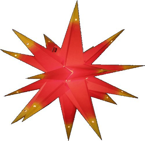 GURU SHOP Faltbarer Advents Leucht Papierstern, 3D Weihnachtsstern - Multipointer Rot-gelb, 60x60x60 cm, Papiersterne 60 cm