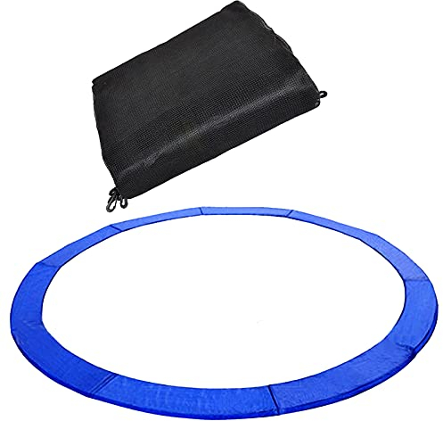 Trampolin Randabdeckung mit außenliegendem 6 / 8 Stangen Sicherheitsnetz Endkappen – Schutzpolster, Wetterfest & UV-beständig, Stoßdämpfend & Langlebig, Größe: 366cm Rand+Netz für 8 Stangen