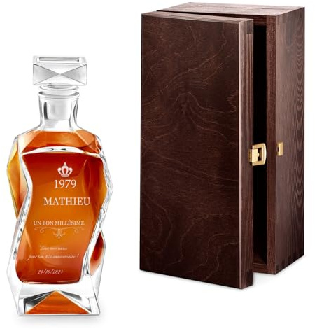 Maverton Décanteur à Whisky gravé - Carafe en verre - Carafe Whiskey - cadeau personnalisé - Idee cadeau homme - Cadeaux anniversaire homme avec personnalisation - Cadeau Noel - Millésime