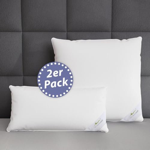 G BETTWARENSHOP Doppelpack 3-Kammer-Kissen Premium Aussen 90% Daunen, 10% Federn
