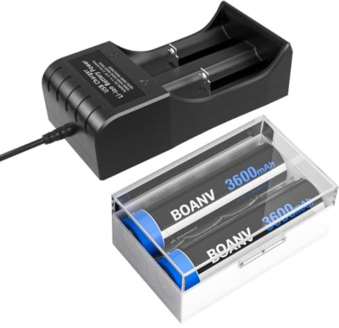 [3600mAh] Pack de 2 Piles pour Batterie supérieure Plate de 3.7v à Dessus Plat, Batterie Plate Rechargeable pour Lampe de Poche Appareil Photo, Lampe Frontale (IB-65O)