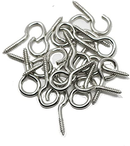 20 x fiXte Screw in Hooks and Eyes Net Wire Curtain Screws 10 x Hooks and 10 x Eyes 25mm