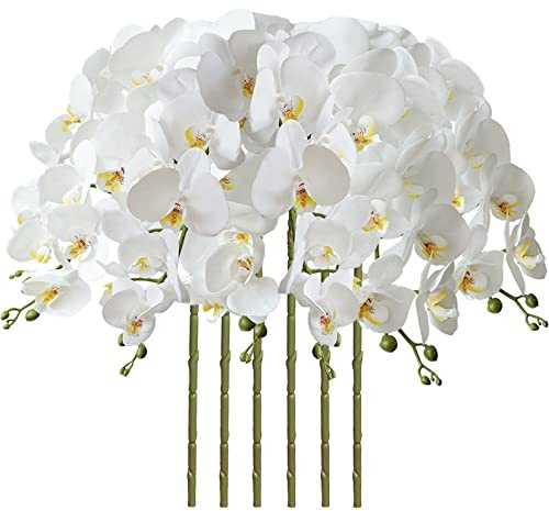 FagusHome 32 Artificial Phalaenopsis Flowers 6 Pcs Artificial Orchid Flowers Stem Plants for Home Décor (6Pcs)