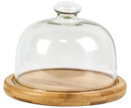 KVMORZE Glass Dessert Dome with Base, Mini Decorative Cake Tray with Glass Dome Cover, 5.9 Cake Fruit Display Server Tray for Kitchen, Birthday, Wedding, Appetizer Dessert and Cheese Serving Platter