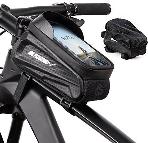 ROTTO Bike Bag Top Tube Waterproof Top Frame Bicycle Phone Bag Hard Case Sensitive Touch Screen with Rain Cover