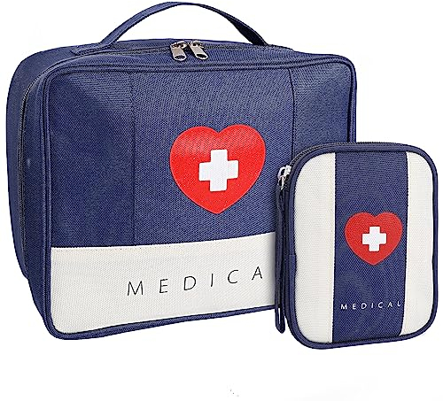 Romon 2 Stück Medikamententasche, Reiseapotheke Tasche Wasserdicht,Tragbar Medizin Aufbewahrungstasche für Home Office Reisen Outdoor (Blau)