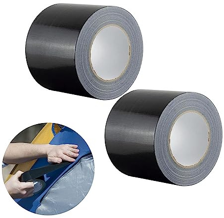 2 Rolls Gaffer Tape Black- 45mm x 10m, Strong Duct Tape, Super Sticky Duct Tape, Water Resistant Heavy Duty Duct Tape, Use for Repairing, Securing Cables, Sealing, Labeling