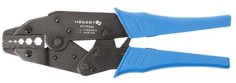 HÖGERT TECHNIK Crimptång KOAX – 1,72–8,1 mm² – med spärrmekanism och tryckjustering – precisionstång för kabelskor och koaxialkabel – 230 mm