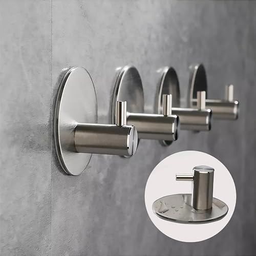 houskitch Ganchos Adhesivos Para Pared,5 Colgadores Adhesivos Resistentes, Perchas Adhesivas Para Baño o Cocina, Ganchos de Acero Inoxidable, Colgador de Pared Adhesivo, Resistencia y Durabilidad