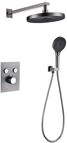 XJTNLB Armatur Dusche Thermostat 3 Muster Duschsystem Unterputz Runde Abs-Regendusche Duschkopf mit Schlauch