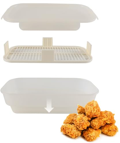 COOK WITH COLOR Collapsible Batter Bowl - Mess Free Breading Shaker Container - Great for Fried Fish, Fried Chicken, Onion Rings, Wings & More, Cream